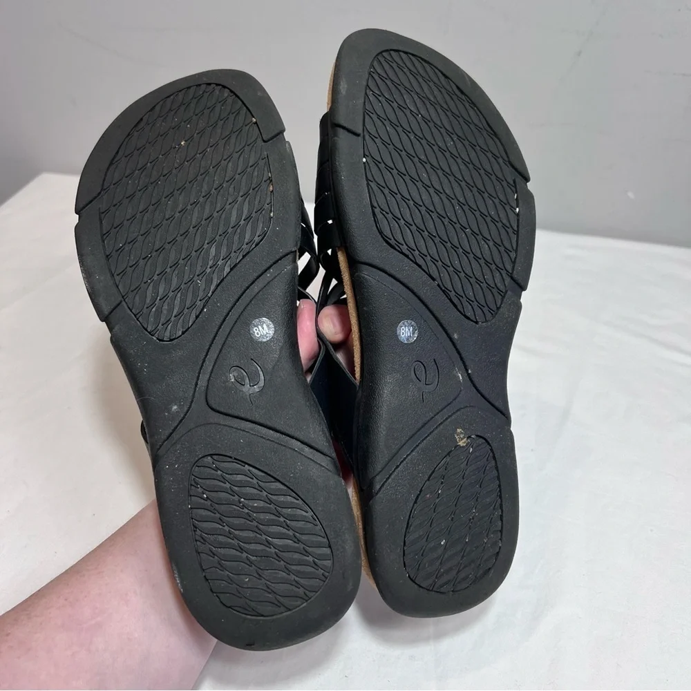 Easy Spirit Semar black leather cross strap adjustable sling back sandals size 8